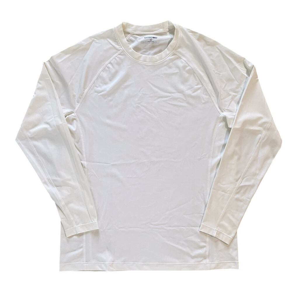 Lands' End Men's Long Sleeve Swim Tee Rash Guard Size L/T L Tall Rashguard UPF